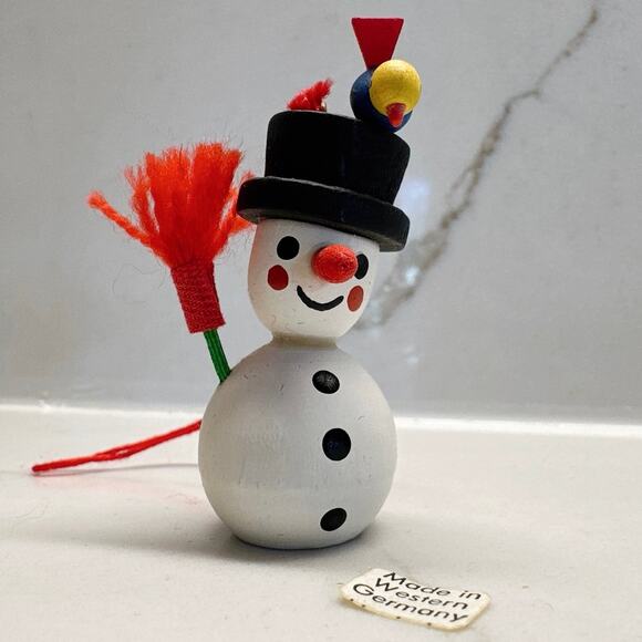 New German Wooden Christmas Ornament Chimney Sweep Vintage @2.5” Tall - Picture 1 of 5